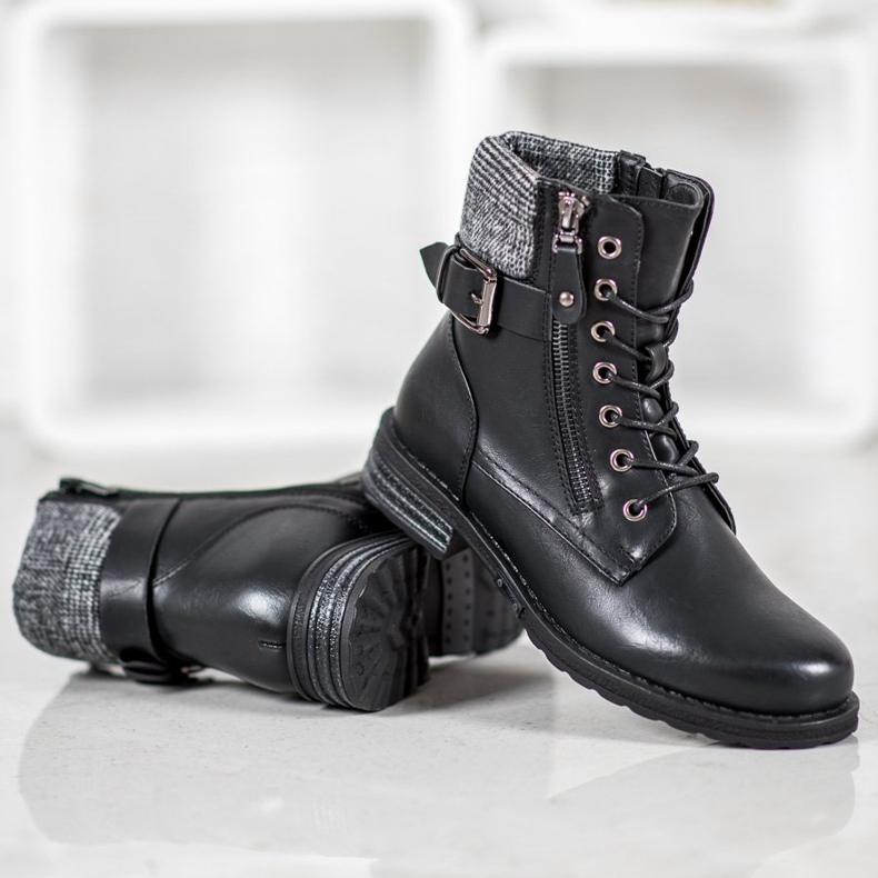 J. Star Lace-up boots with eco leather black 2