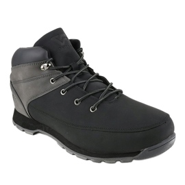 Black, insulated men's hiking boots T-1918 grey 1
