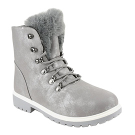 Gray warm laced boots TL02-1 grey 1