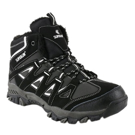 Black solid, insulated men's hiking boots 6282 grey 1