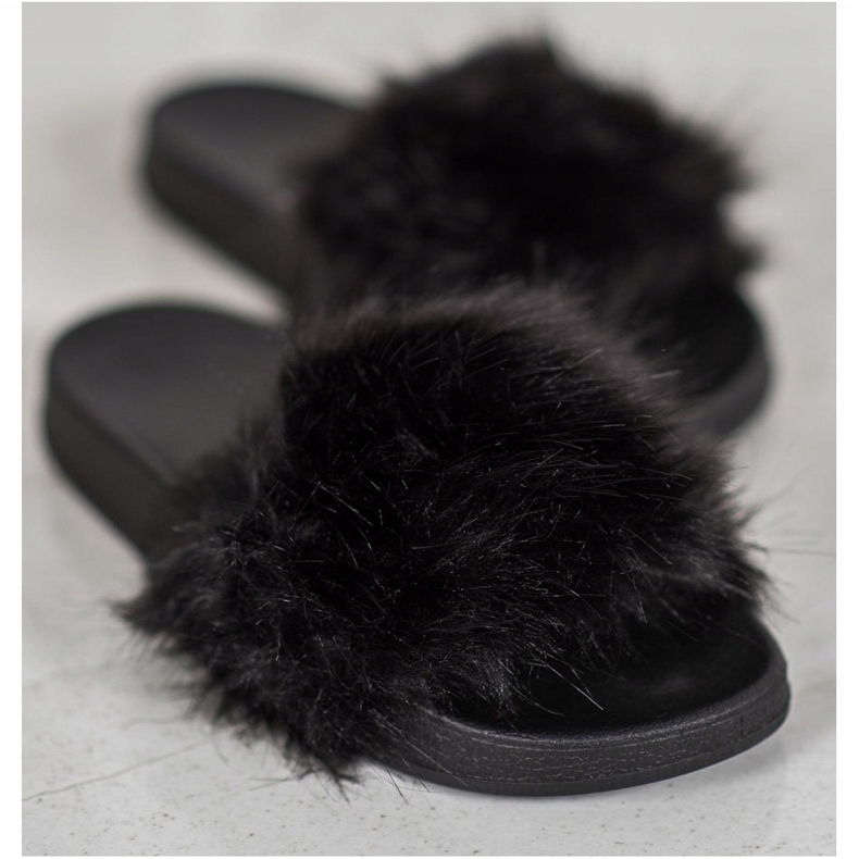 SHELOVET Rubber Slippers With Fur black 1