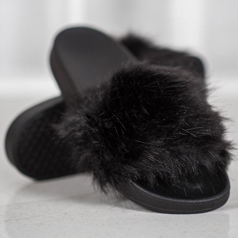 SHELOVET Rubber Slippers With Fur black 2