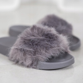 SHELOVET Rubber Slippers With Fur grey 1