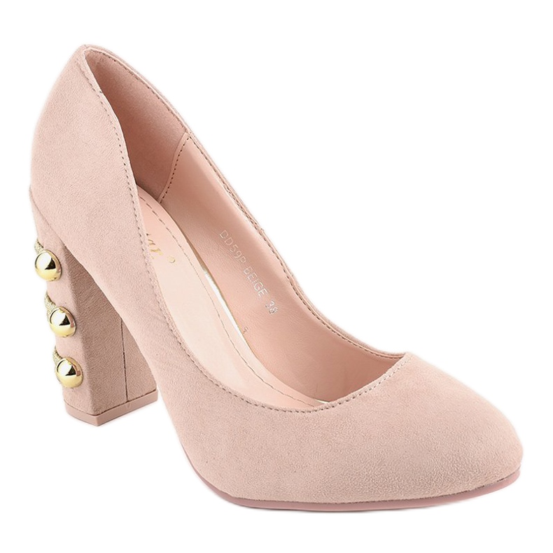 Beige suede high heels DD59P 1