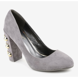 Gray suede high heels DD59P grey 1