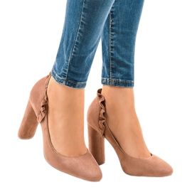 Pink suede high heels LE037P 2