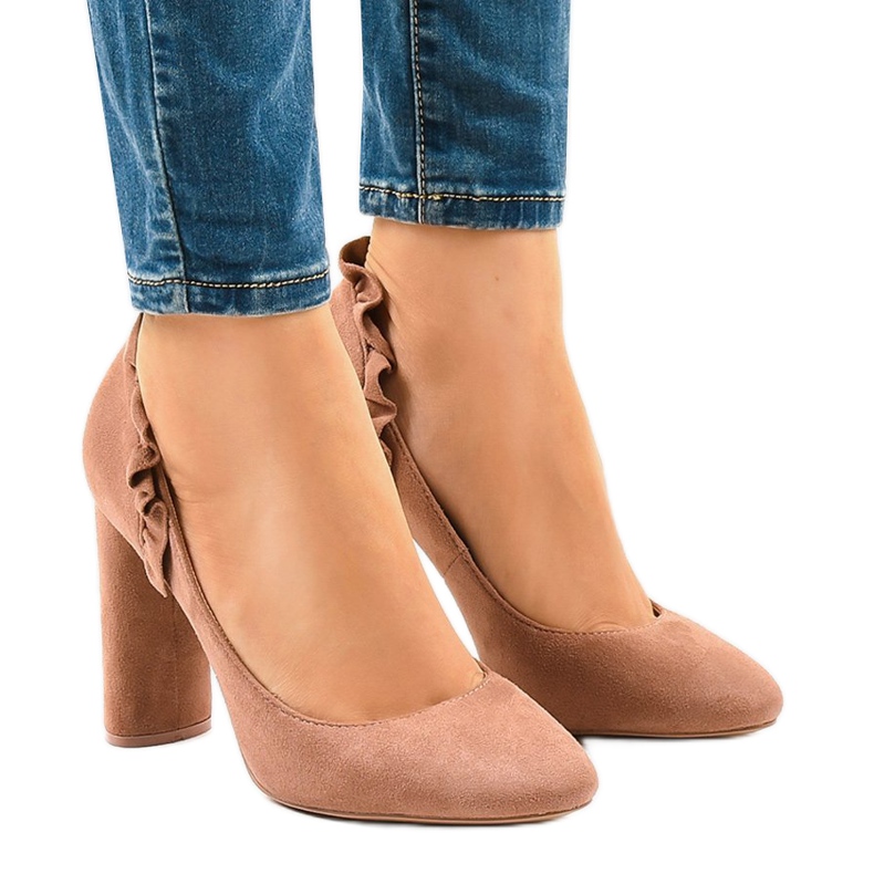 Pink suede high heels LE037P 1