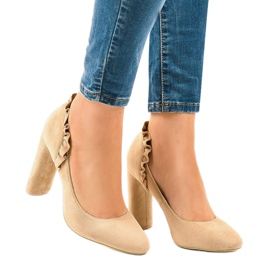 Beige suede high heels LE037P 2