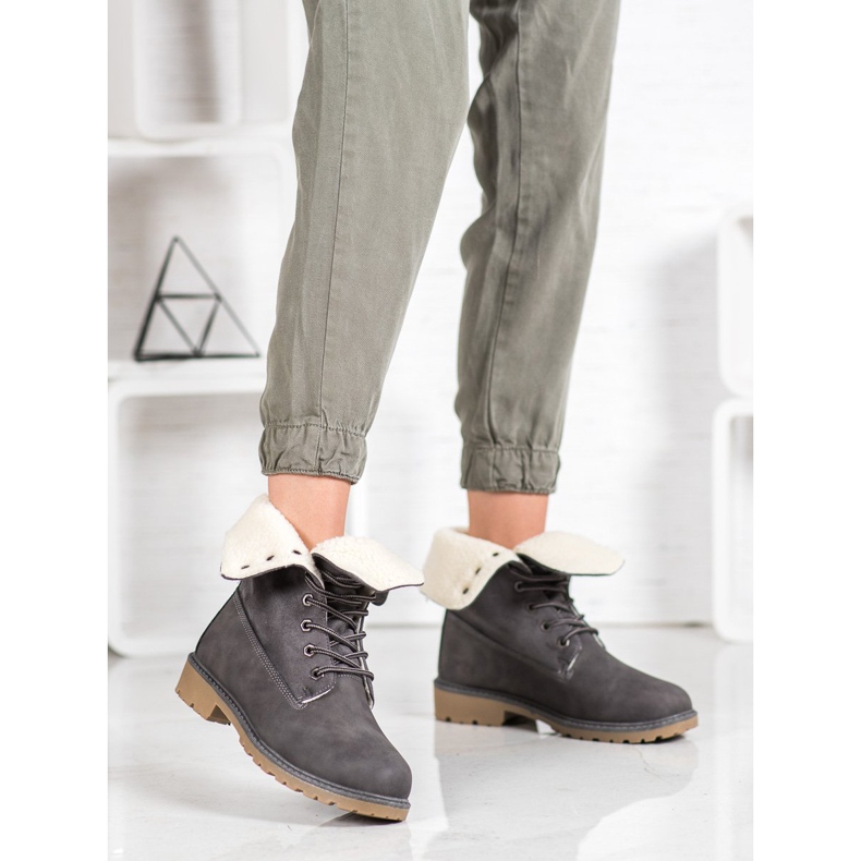 Super Me Gray boots with sheepskin grey 2