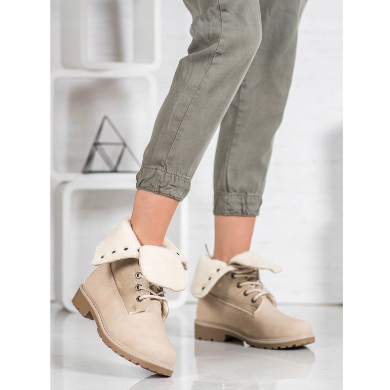 Super Me Lace-up boots beige 2