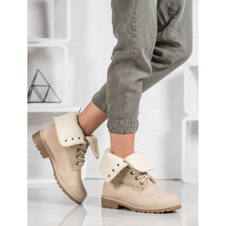 Super Me Lace-up boots beige 1