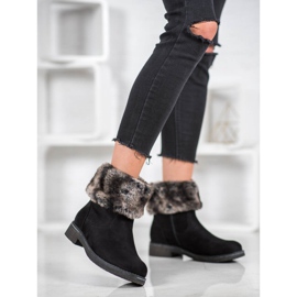 Kayla Suede Booties With Fur black 1