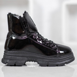 Bella Paris Lacquered Eco-Leather Sneakers black 3