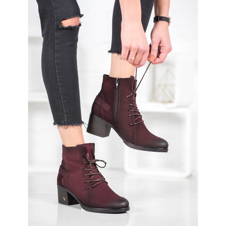 Lace-up boots on the VINCEZA post red 2