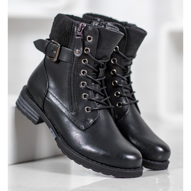 J. Star Lace-up boots with eco leather black 2