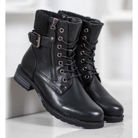 J. Star Lace-up boots with eco leather black 2