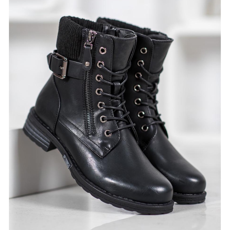 J. Star Lace-up boots with eco leather black 2