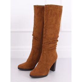 Classic high-heeled boots camel QQ-08 Camel brown 1
