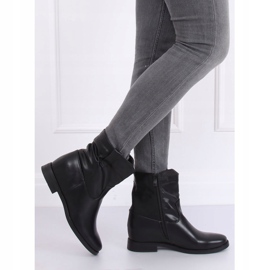 Black grain boots on a hidden wedge G-7607 Black yellow 1