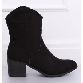 Black suede cowboy boots 5689 Black 2