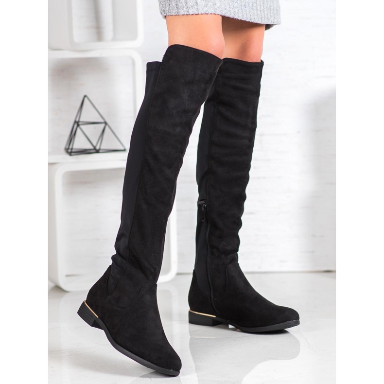 Super Me Suede thigh boots black 2