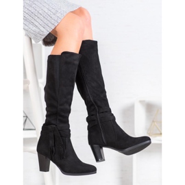 Queen Vivi Suede boots with fringes black 1