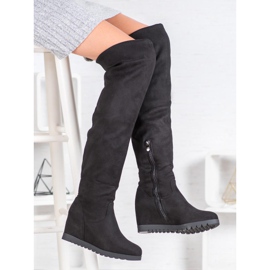 SHELOVET Suede Wedge Boots black 2