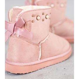 Bella Star Suede Mukluki With Beads pink 1