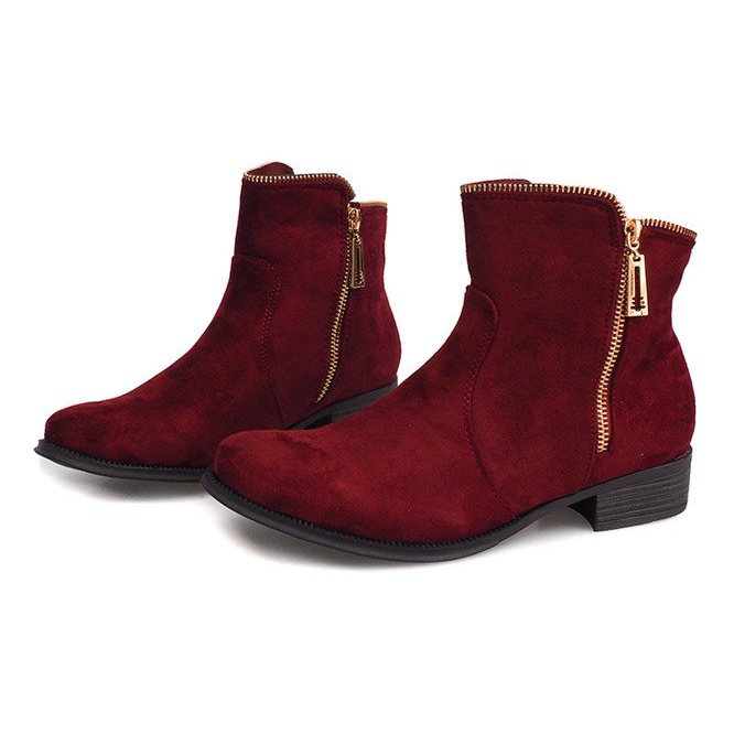 Suede Booties Jodhpur 8H8586 Bordo red 2