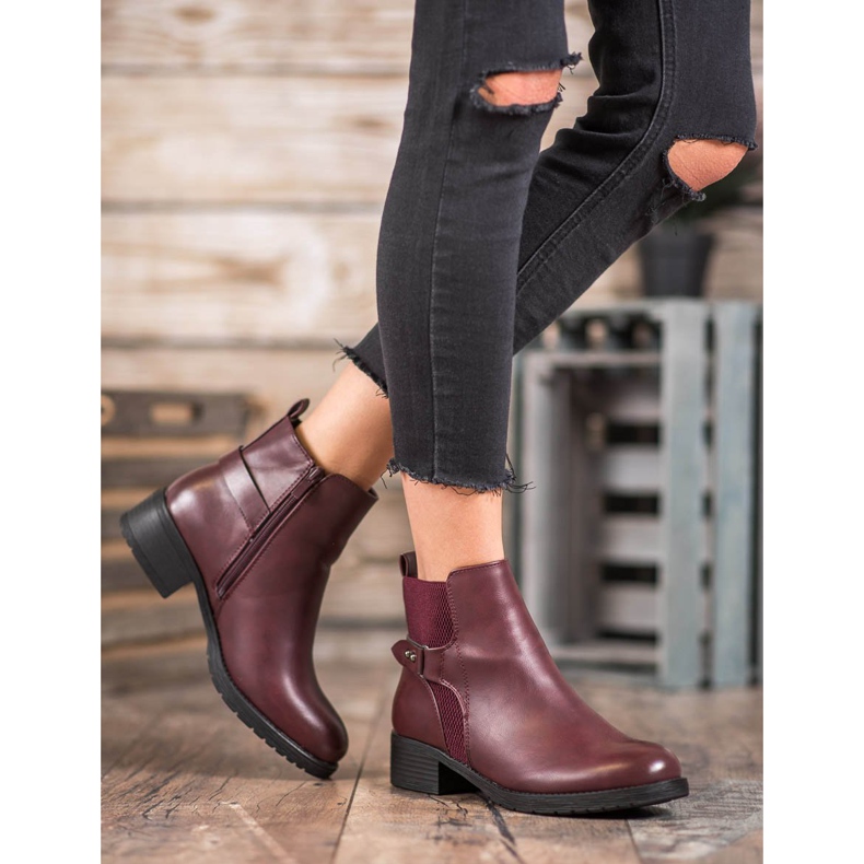 SHELOVET Comfortable burgundy boots red 2