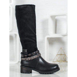 SHELOVET Boots With Rhinestones black 1