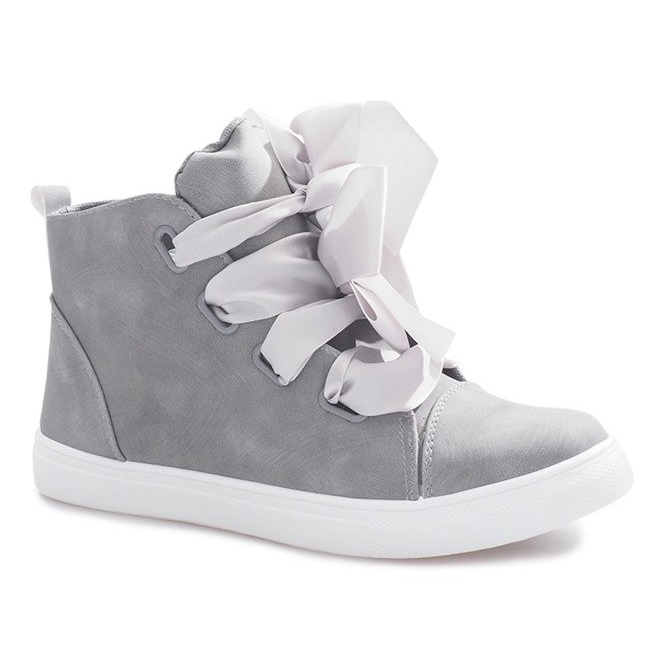 Gray high sneakers with bows TL0148-6 grey 1