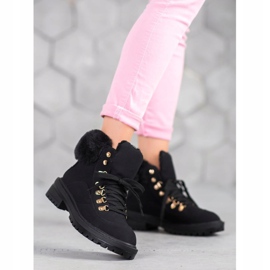 Textile boots with fur VICES black 1