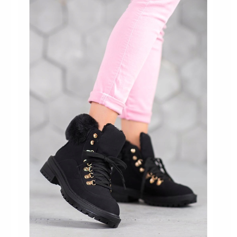 Textile boots with fur VICES black 1