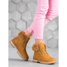 SHELOVET Camel Trappers With Fur brown 1