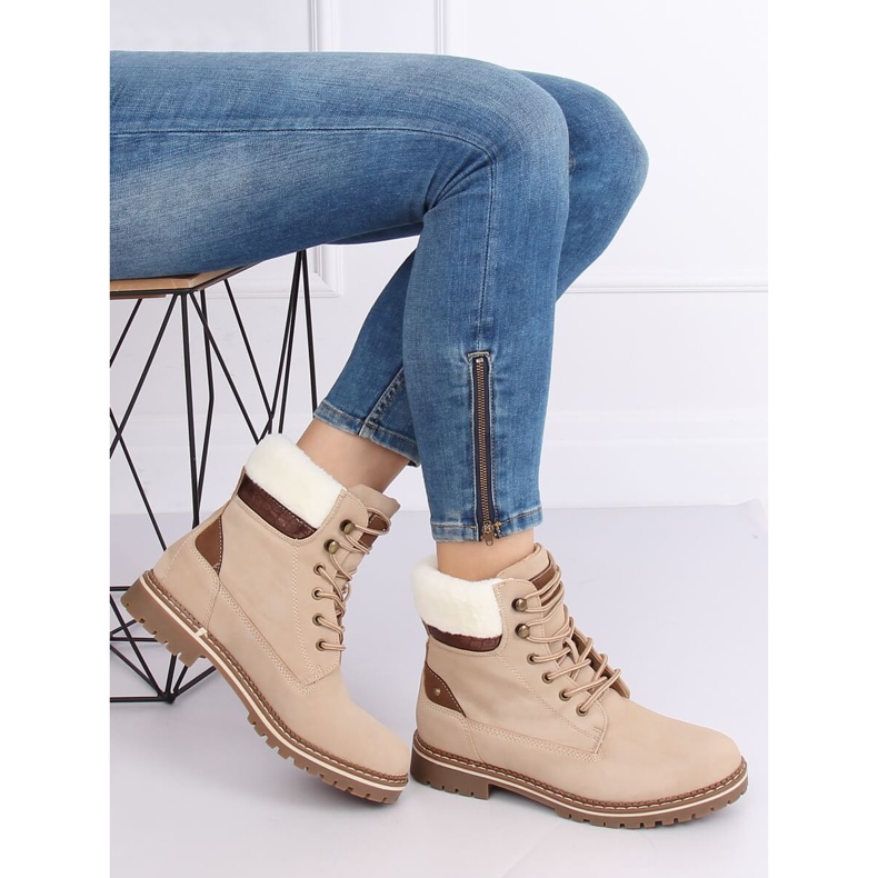 Ladies' beige timber boots 185-PA Beige 2