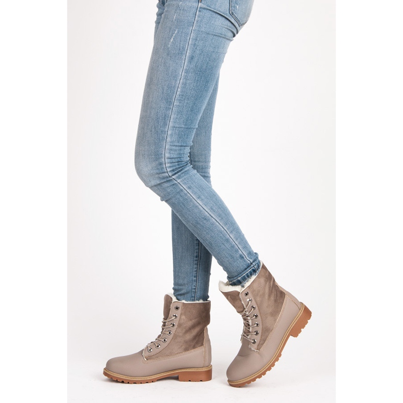 SHELOVET Stylish Trappers With Sheepskin grey 2