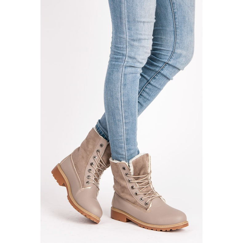 SHELOVET Stylish Trappers With Sheepskin grey 1