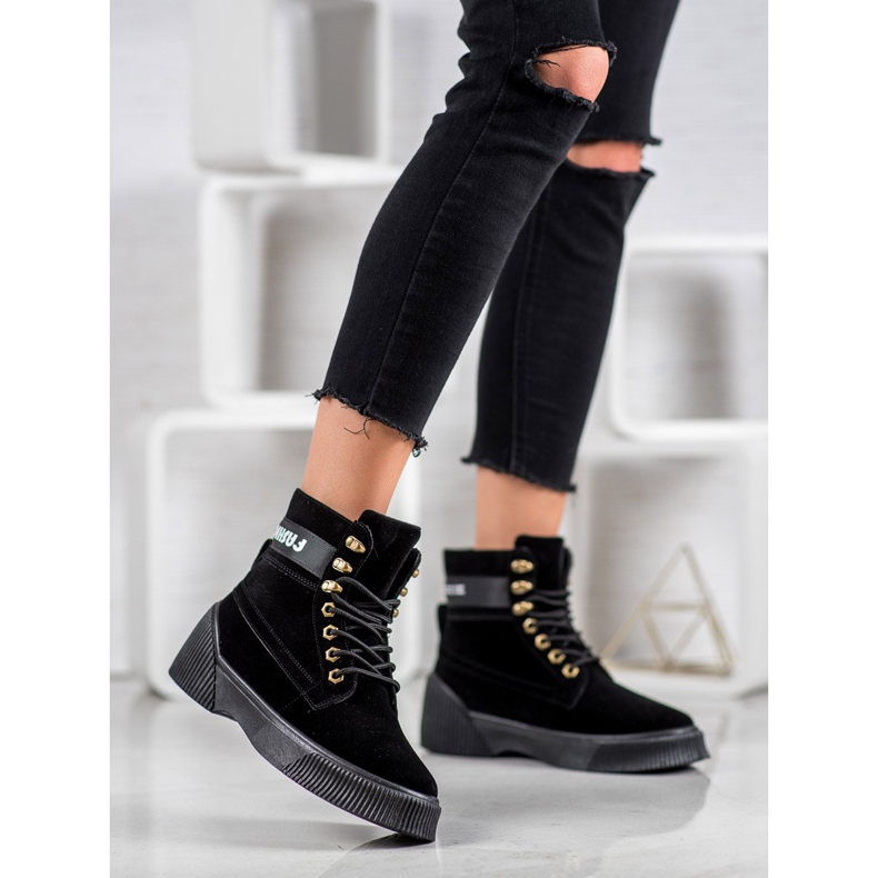 Yes Mile Fashion tied ankle boots black 1