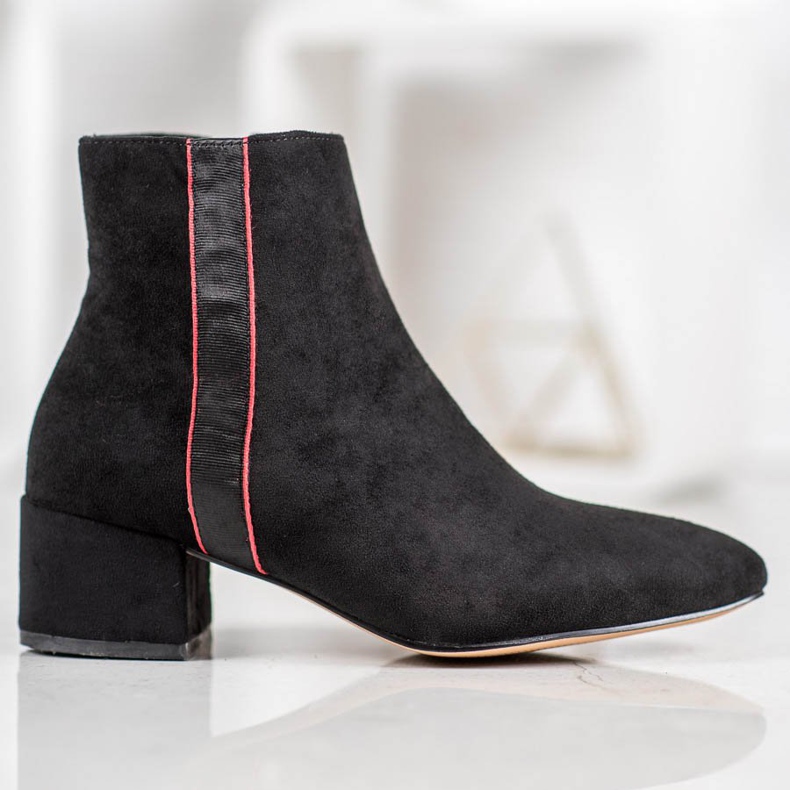 SHELOVET Suede boots with a decorative belt black 2