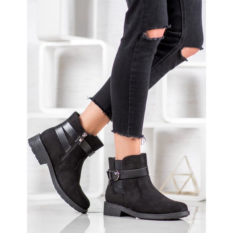 SHELOVET Suede Workers With A Buckle black 1