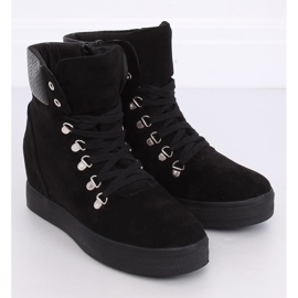 Black RQ216 Serpentine black wedge boots 1 Black RQ216 Serpentine black wedge boots 1