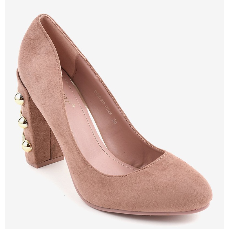 Pink suede high heels DD59P 1