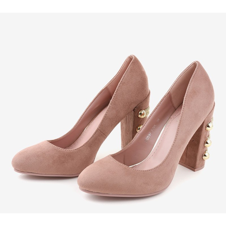 Pink suede high heels DD59P 2