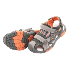 American Club Sandal shoes with an American DR02 leather insert brown orange grey 4