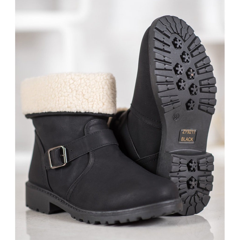 SHELOVET Boots With Sheepskin black 1
