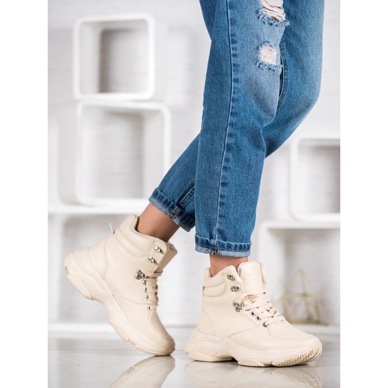 Ideal Shoes Eco leather sneakers brown 2 Ideal Shoes Eco leather sneakers brown 2