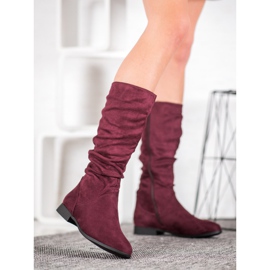 SHELOVET Suede Boots Above The Knee red 1