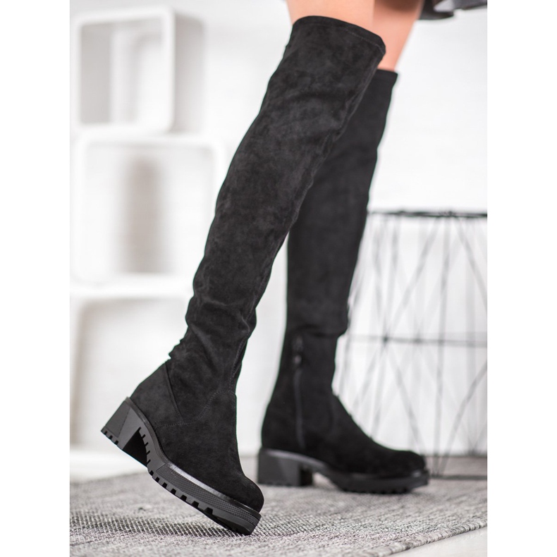 SDS Suede Boots On The Platform black 2