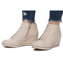 Beige Wedge Sneakers with Capucine Zipper 1